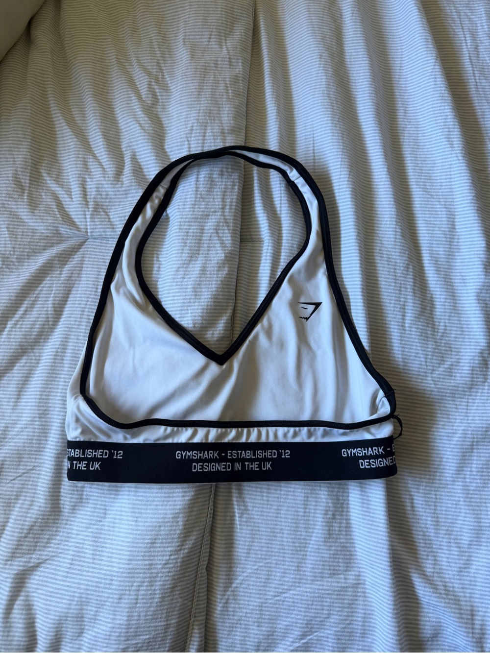 Gymshark White Sports Bra with Black Trim Racerback - Picture 4 of 5